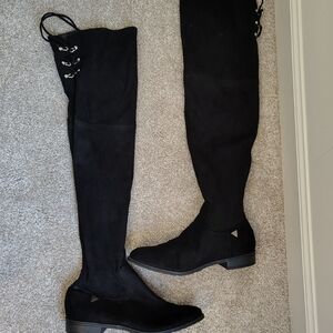 Guess Black Over-the-Knee Boots with Lace Detail